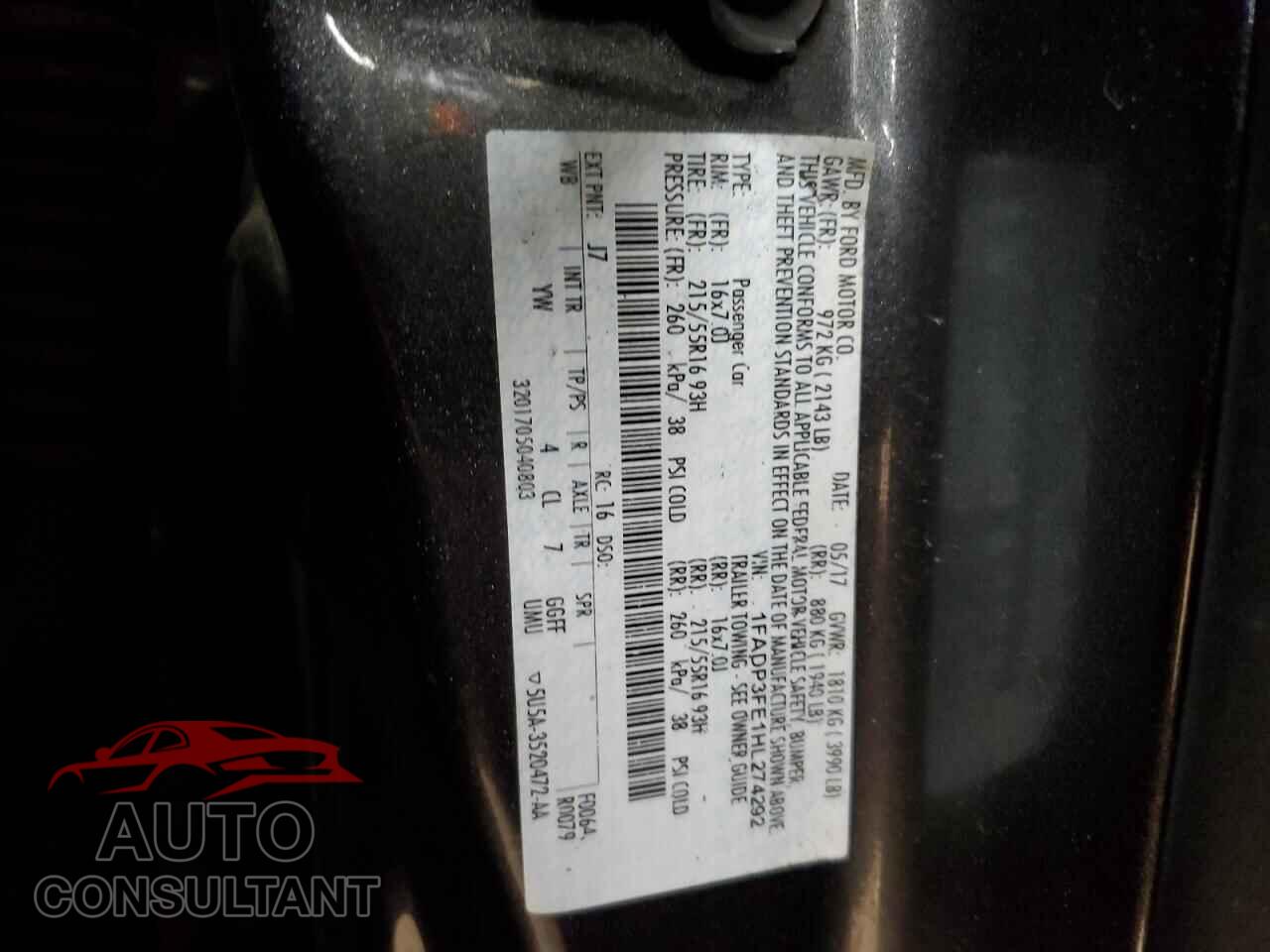 FORD FOCUS 2017 - 1FADP3FE1HL274292