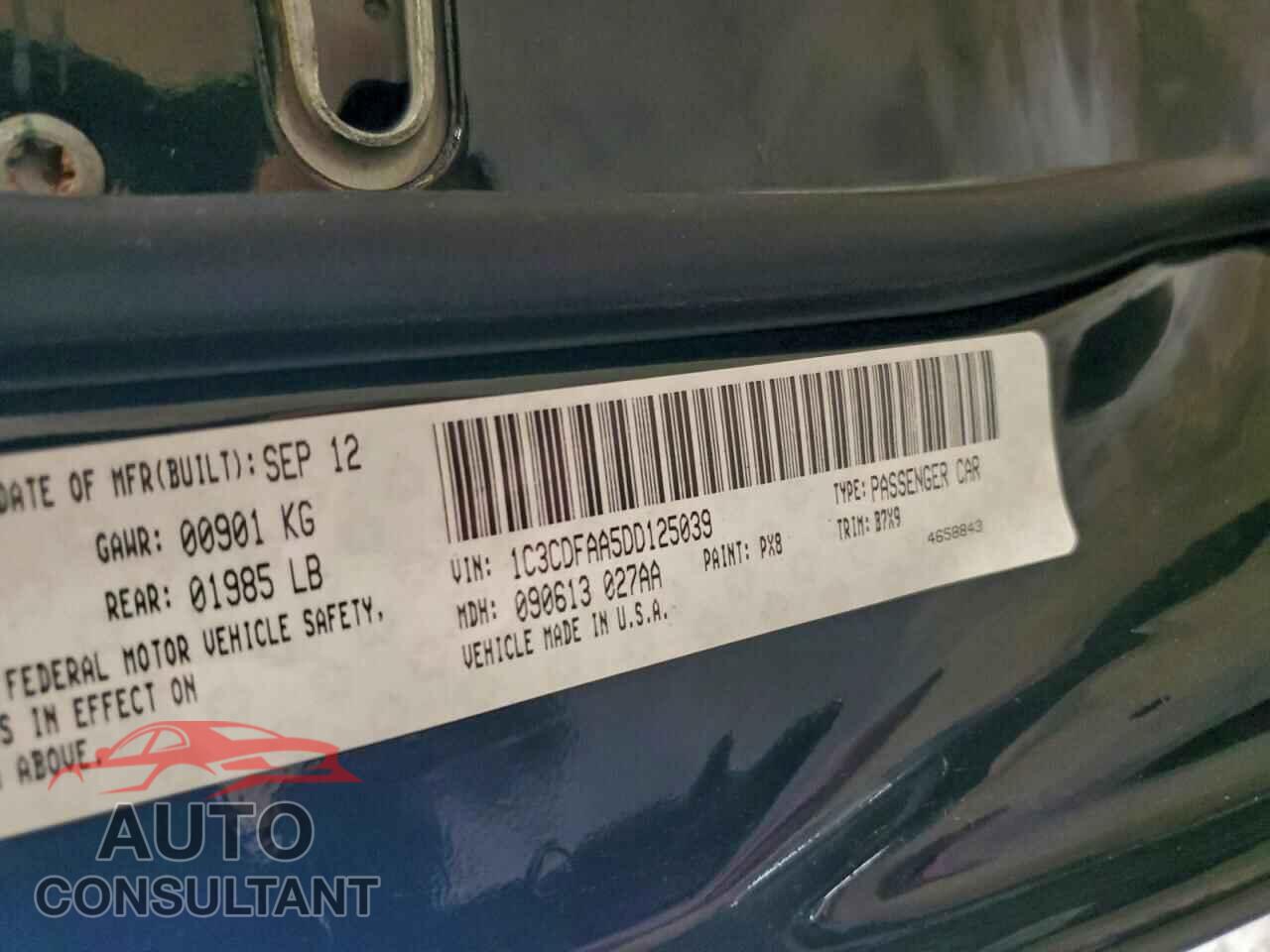 DODGE DART 2013 - 1C3CDFAA5DD125039