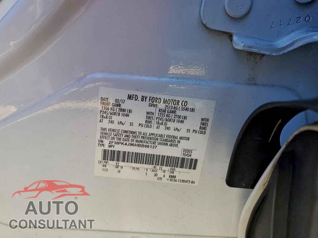 FORD EDGE 2017 - 2FMPK4J96HBB66137
