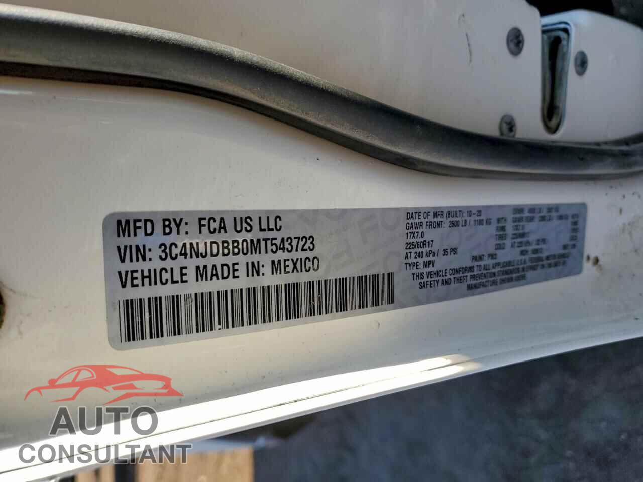 JEEP COMPASS 2021 - 3C4NJDBB0MT543723