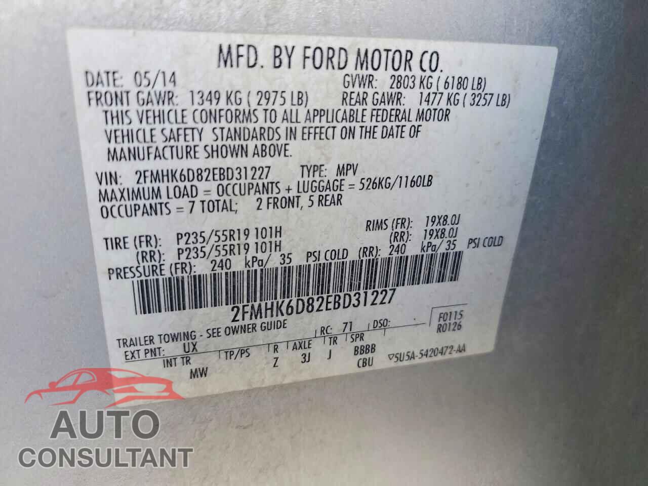 FORD FLEX 2014 - 2FMHK6D82EBD31227