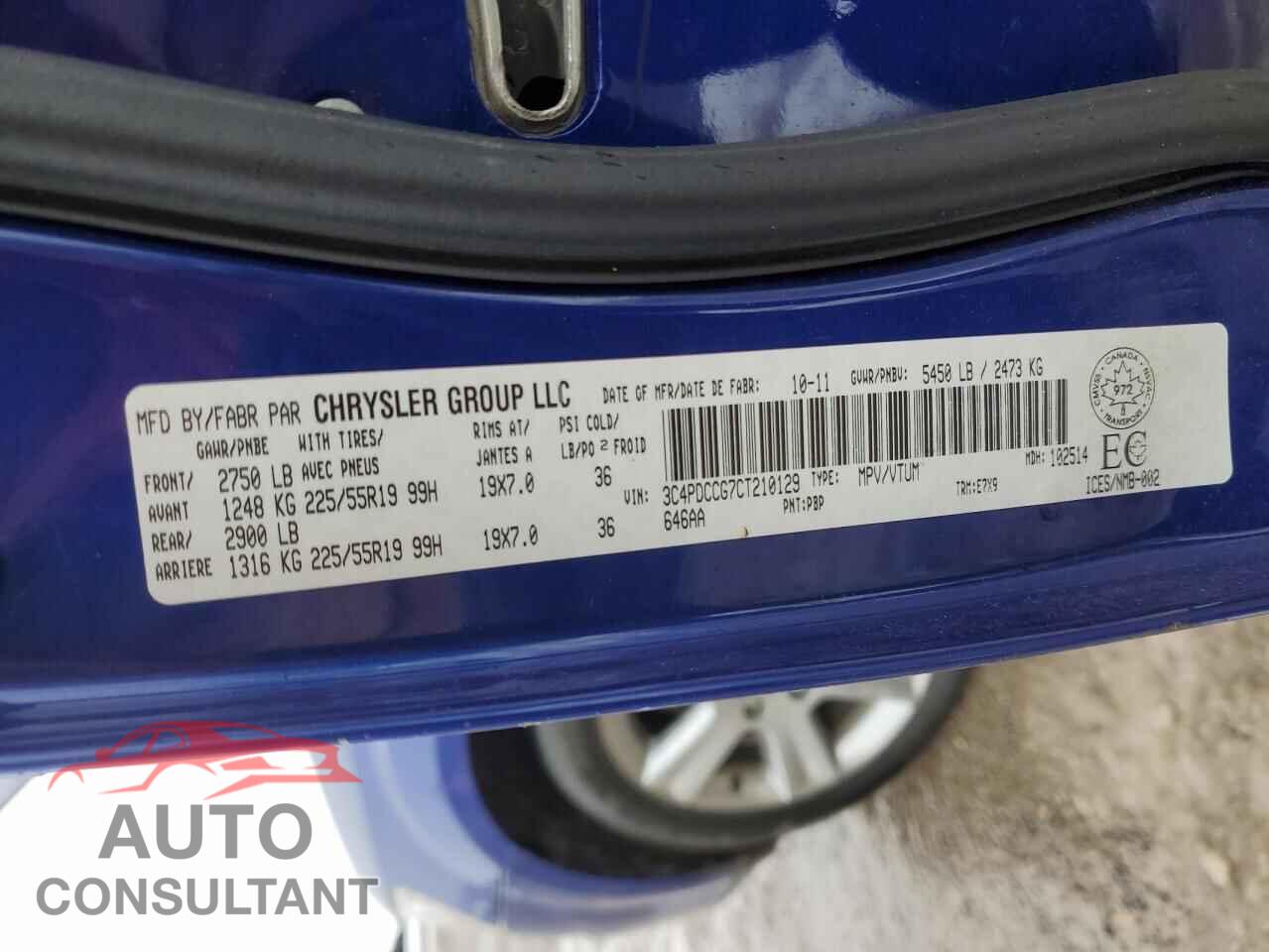 DODGE JOURNEY 2012 - 3C4PDCCG7CT210129