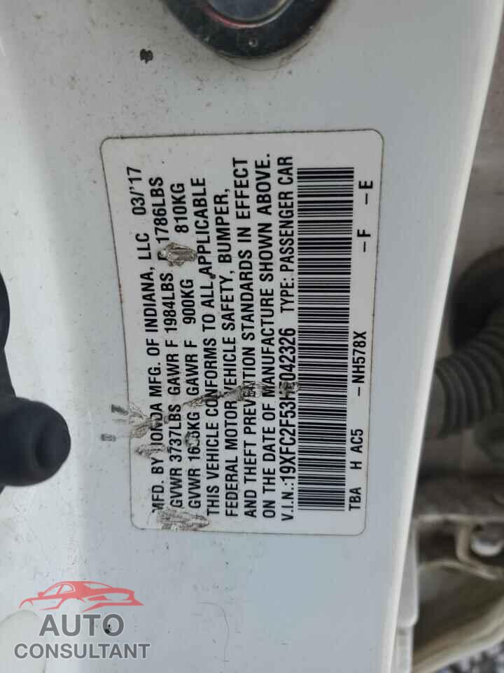 HONDA CIVIC 2017 - 19XFC2F53HE042326