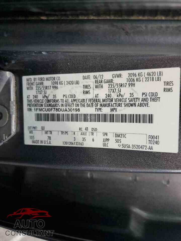 FORD ESCAPE 2013 - 1FMCU0F78DUA30198