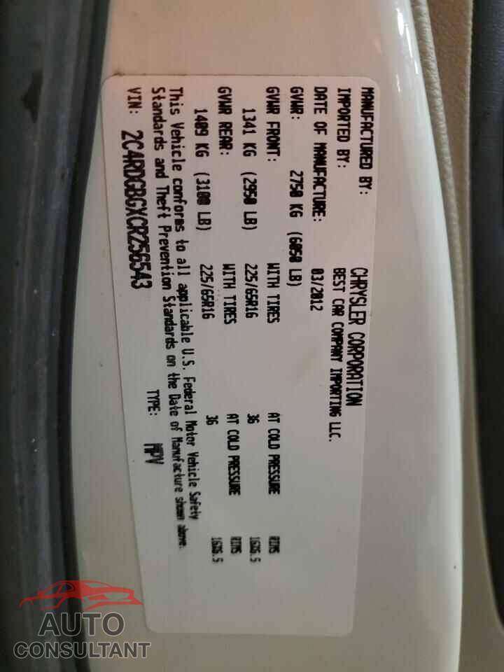 DODGE CARAVAN 2012 - 2C4RDGBGXCR256543