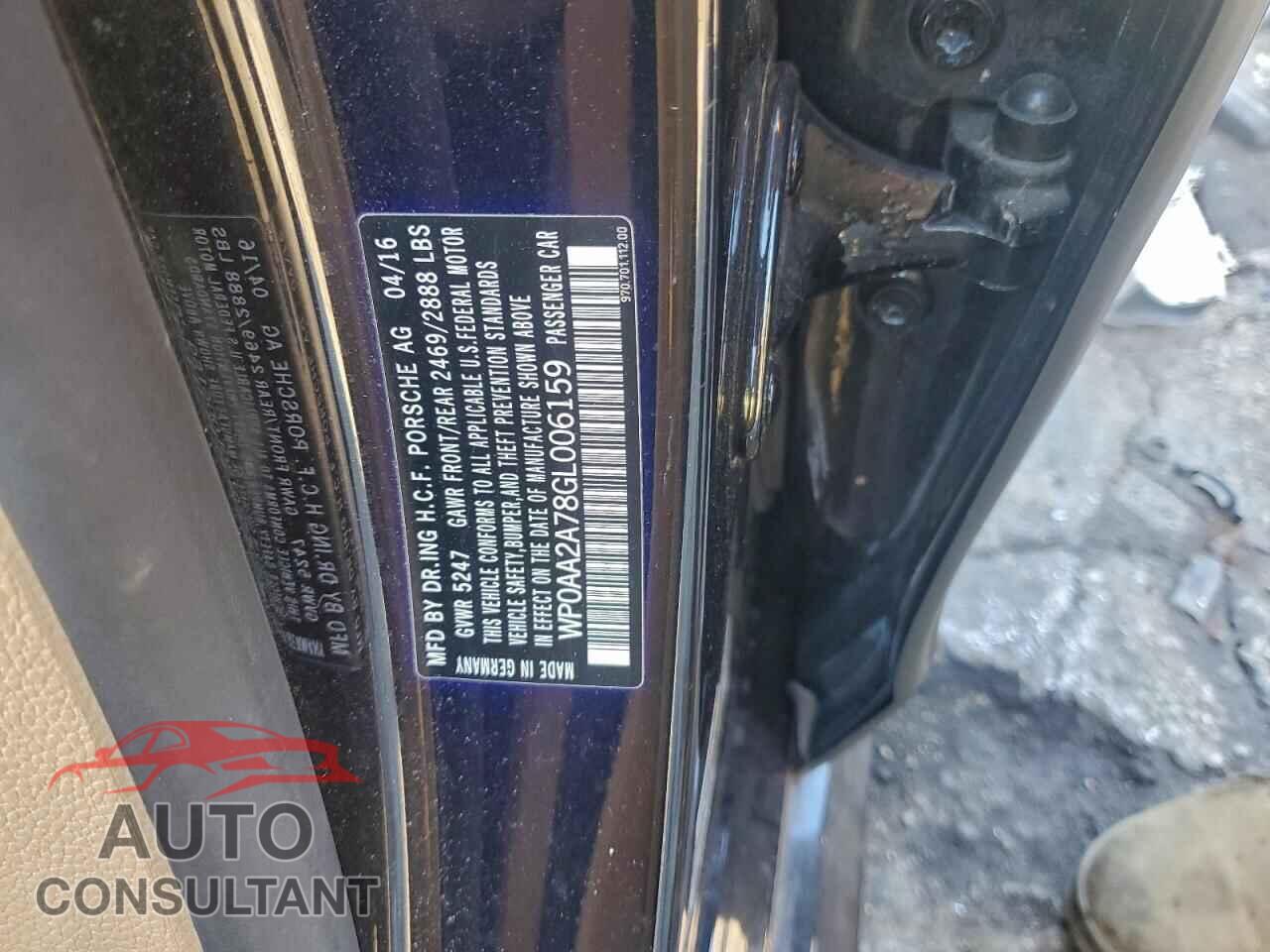 PORSCHE PANAMERA 2016 - WP0AA2A78GL006159