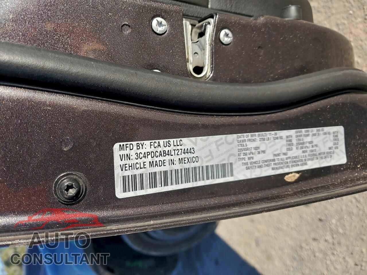 DODGE JOURNEY 2020 - 3C4PDCAB4LT274443