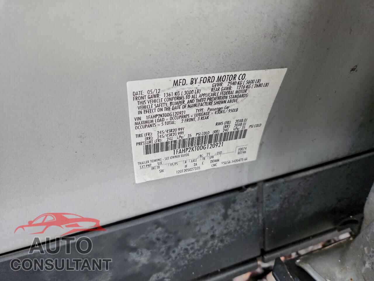FORD TAURUS 2013 - 1FAHP2KT0DG120921