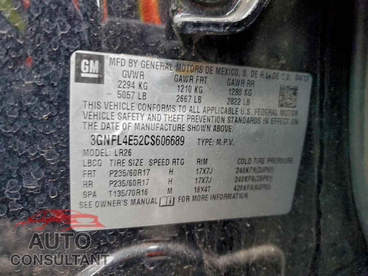 CHEVROLET CAPTIVA 2012 - 3GNFL4E52CS606689