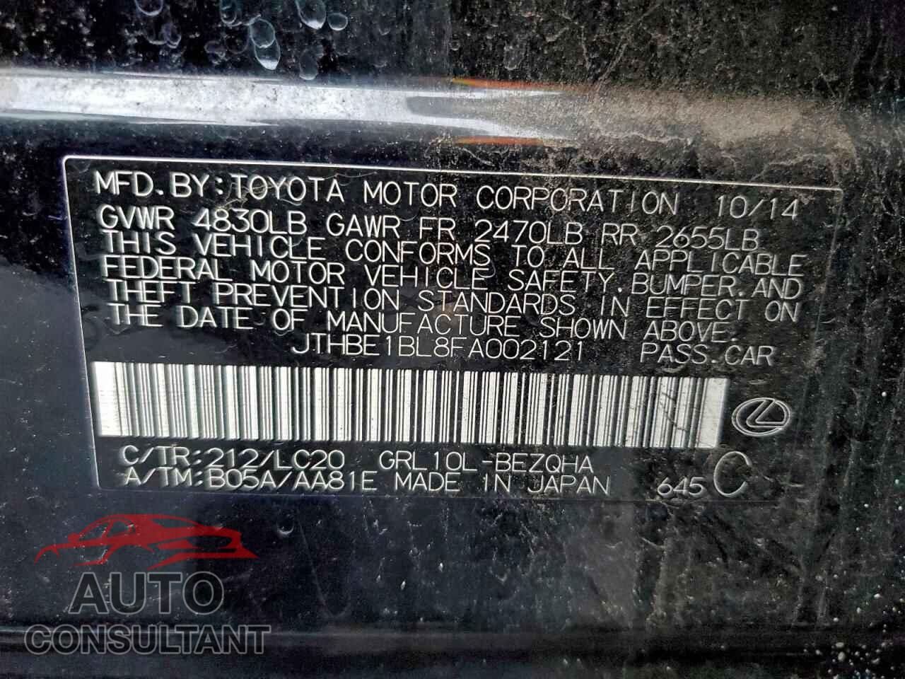 LEXUS GS350 2015 - JTHBE1BL8FA002121