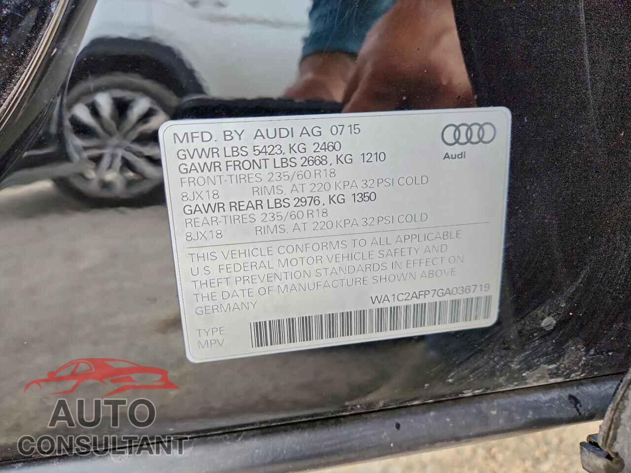 AUDI Q5 2016 - WA1C2AFP7GA036719