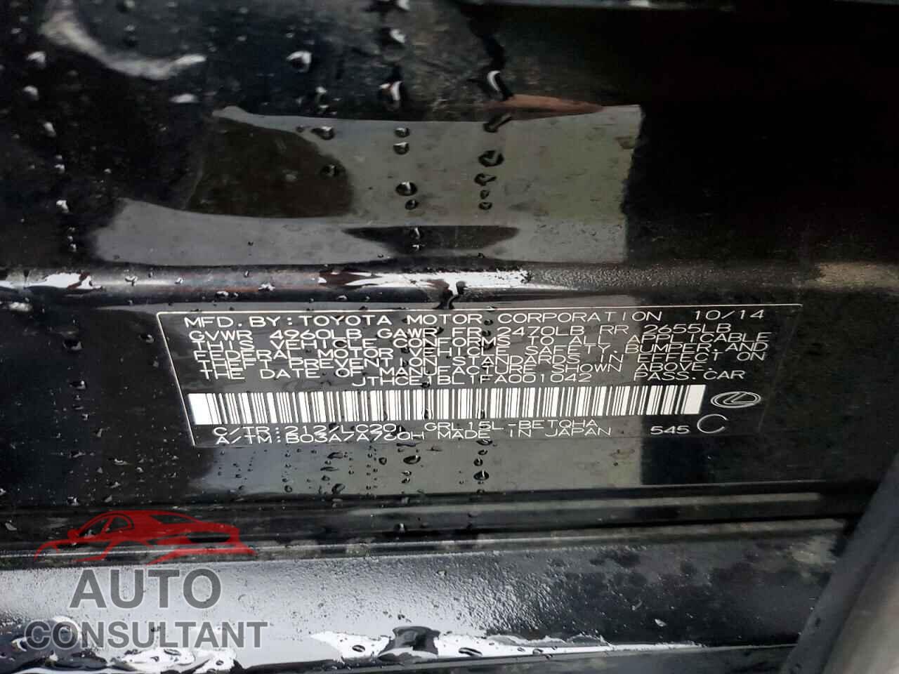 LEXUS GS350 2015 - JTHCE1BL1FA001042