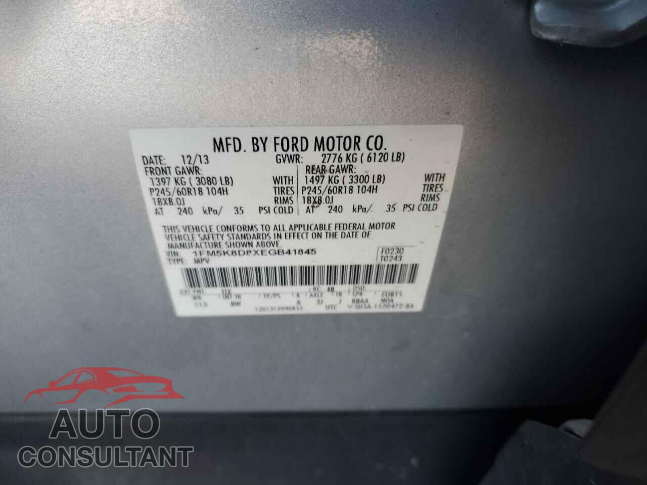 FORD EXPLORER 2014 - 1FM5K8D8XEGB41845