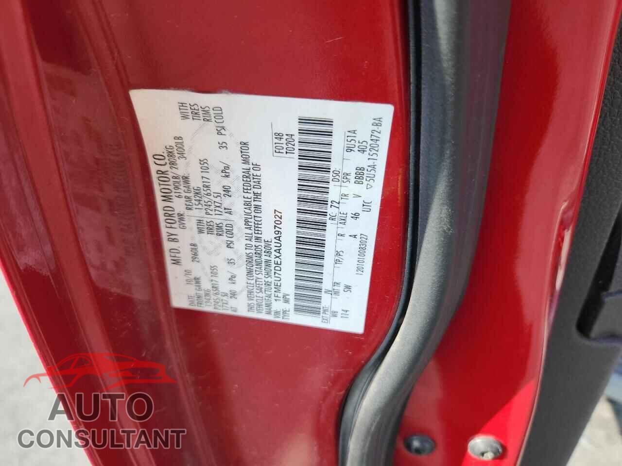 FORD EXPLORER 2010 - 1FMEU7DEXAUA97027