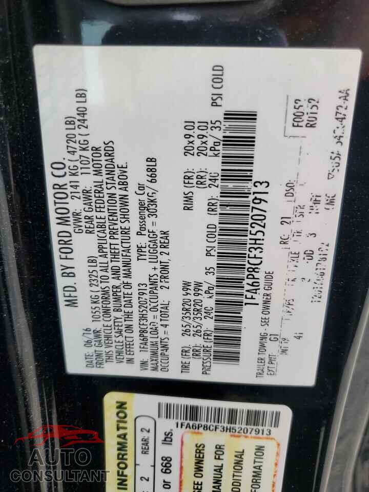 FORD MUSTANG 2017 - 1FA6P8CF3H5207913