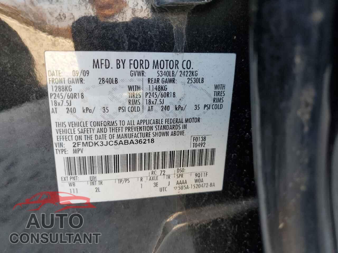 FORD EDGE 2010 - 2FMDK3JC5ABA36218
