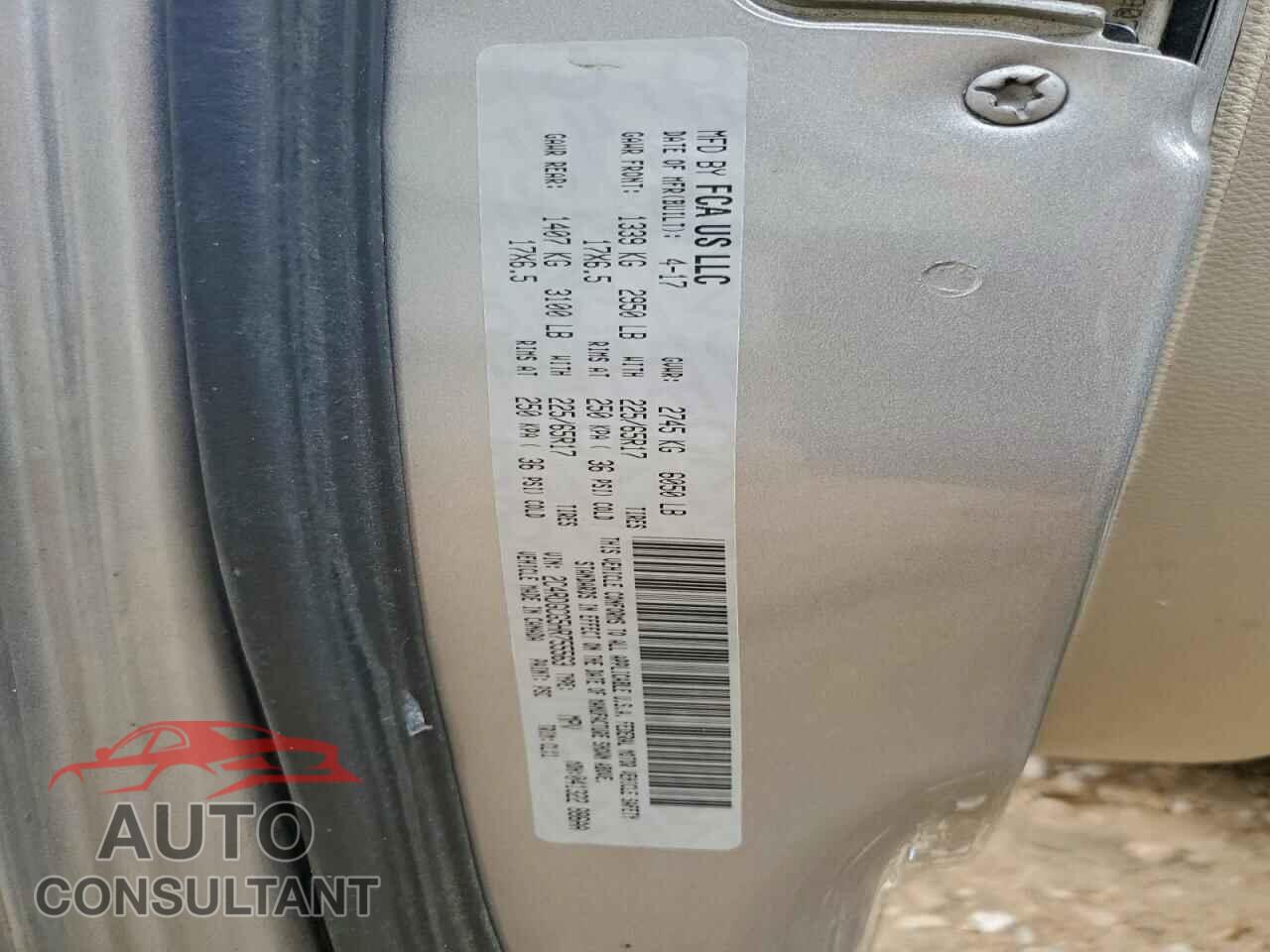 DODGE CARAVAN 2017 - 2C4RDGCG5HR755563