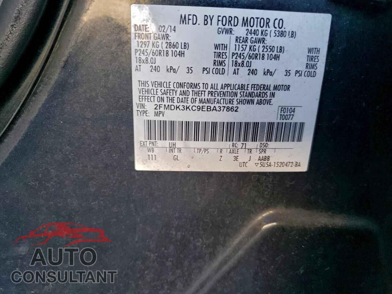 FORD EDGE 2014 - 2FMDK3KC9EBA37862