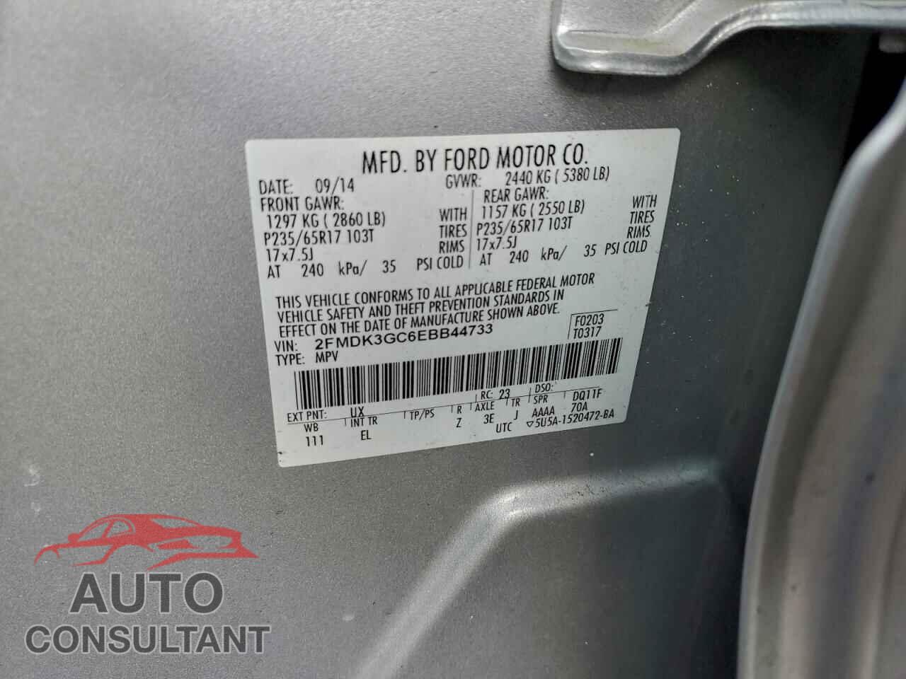 FORD EDGE 2014 - 2FMDK3GC6EBB44733