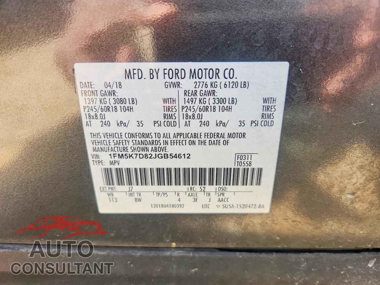 FORD EXPLORER 2018 - 1FM5K7D82JGB54612