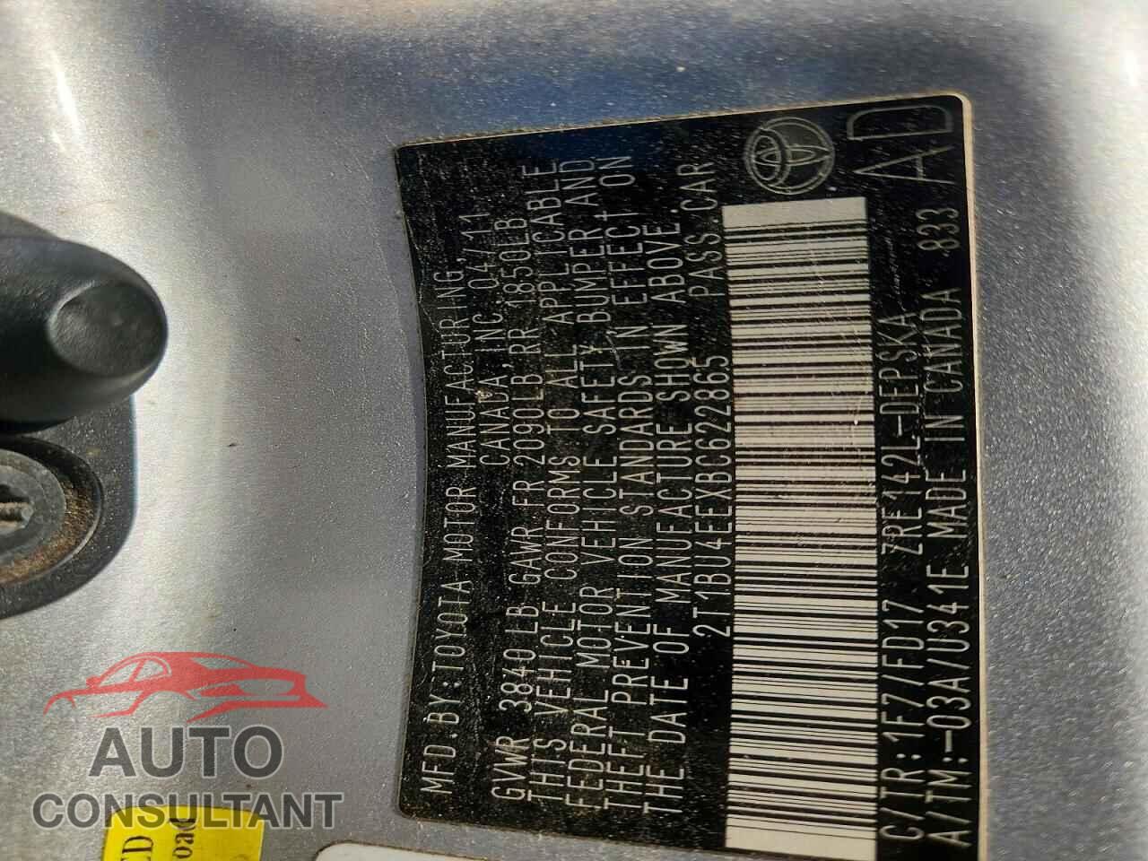 TOYOTA COROLLA 2011 - 2T1BU4EEXBC622865