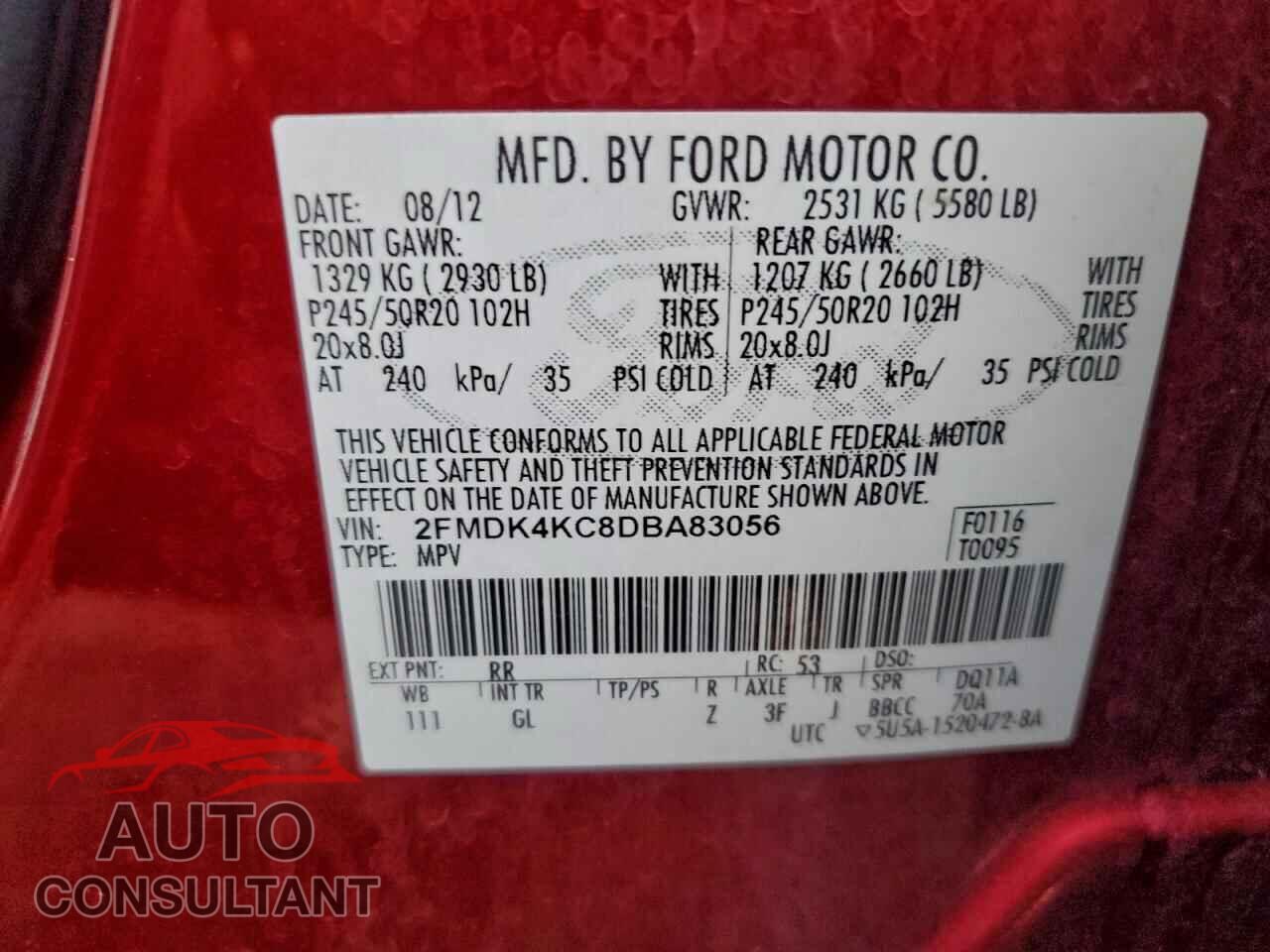 FORD EDGE 2013 - 2FMDK4KC8DBA83056