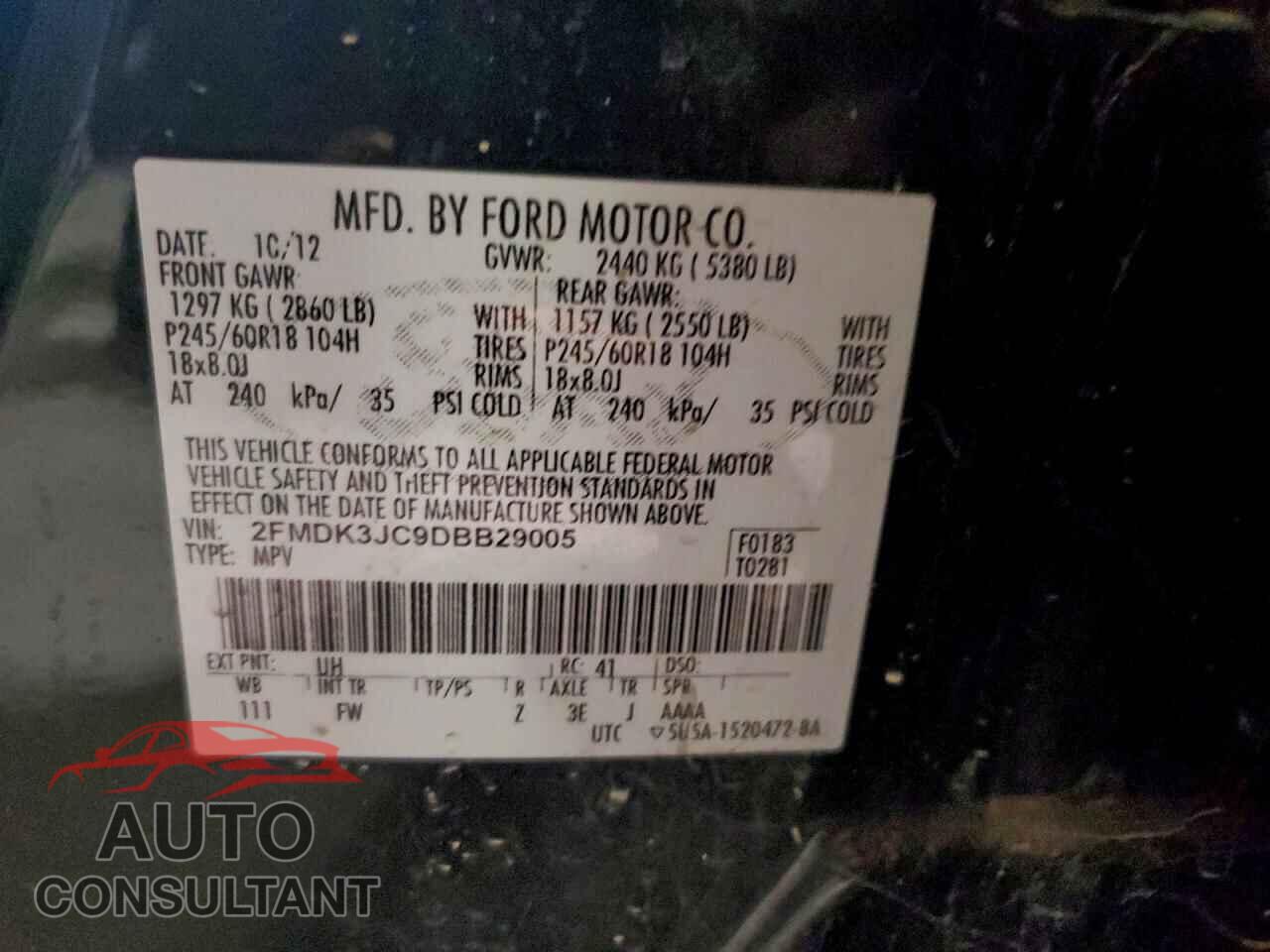 FORD EDGE 2013 - 2FMDK3JC9DBB29005