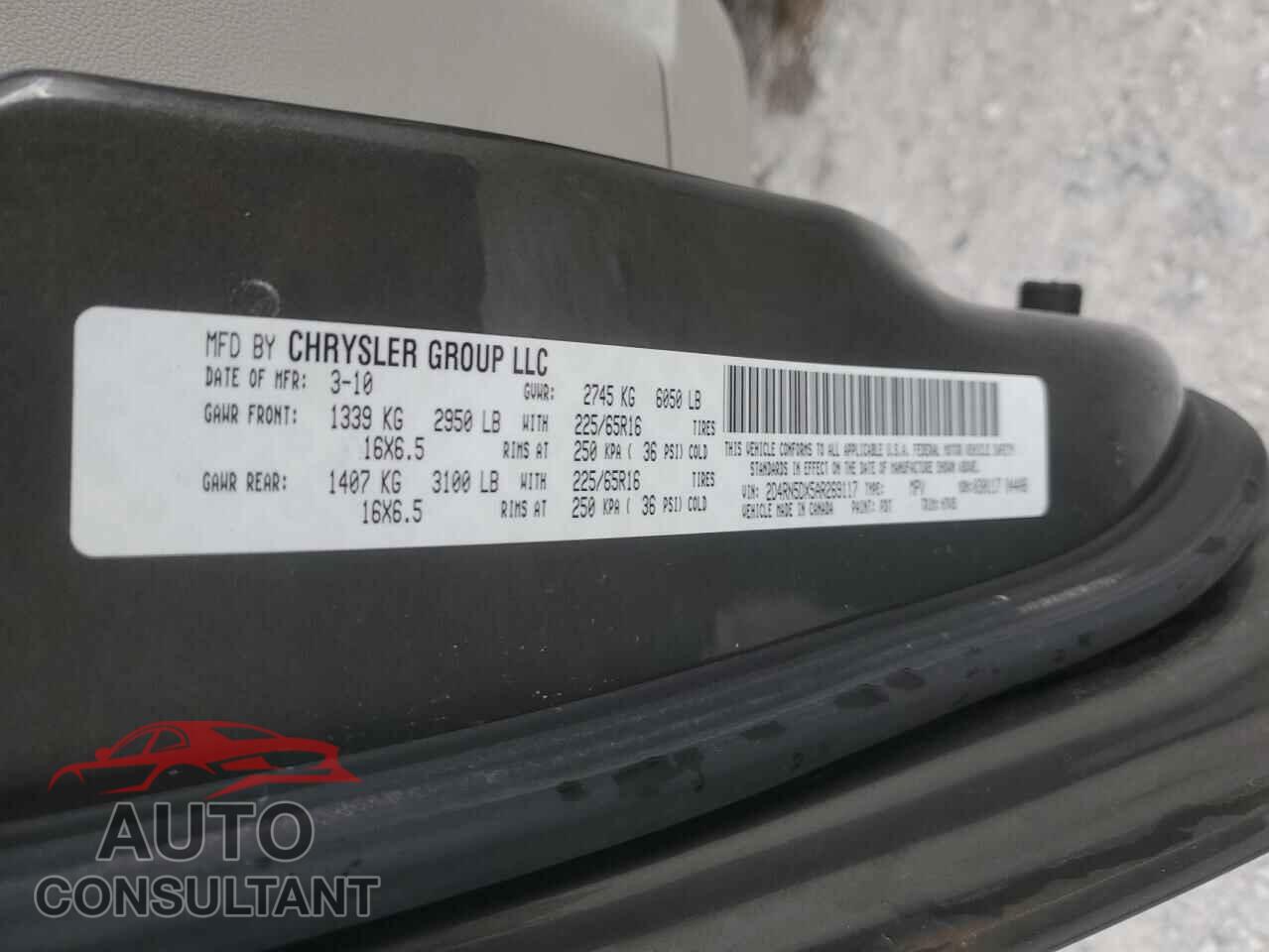 DODGE CARAVAN 2010 - 2D4RN5DX5AR269117