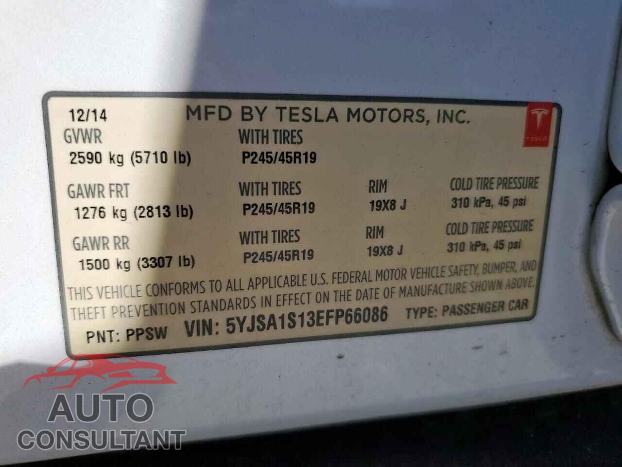 TESLA MODEL S 2014 - 5YJSA1S13EFP66086