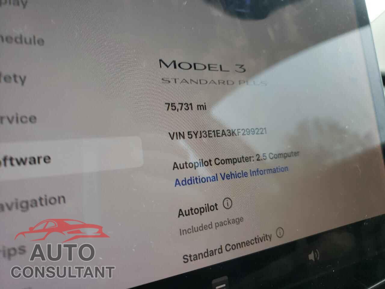 TESLA MODEL 3 2019 - 5YJ3E1EA3KF299221