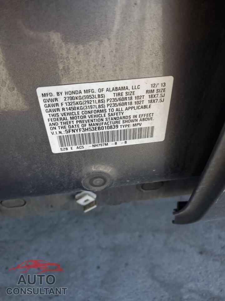 HONDA PILOT 2014 - 5FNYF3H53EB010839