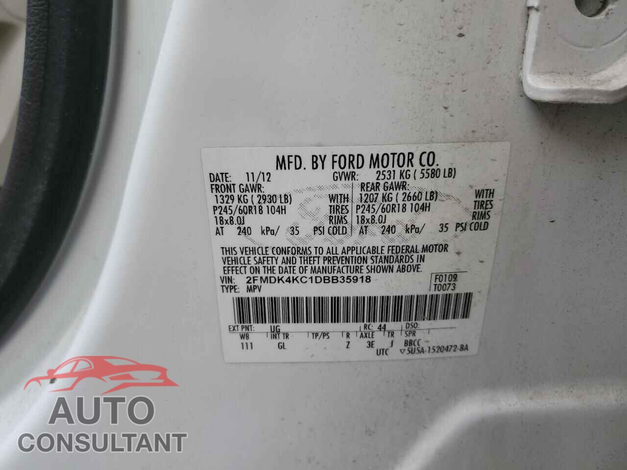 FORD EDGE 2013 - 2FMDK4KC1DBB35918