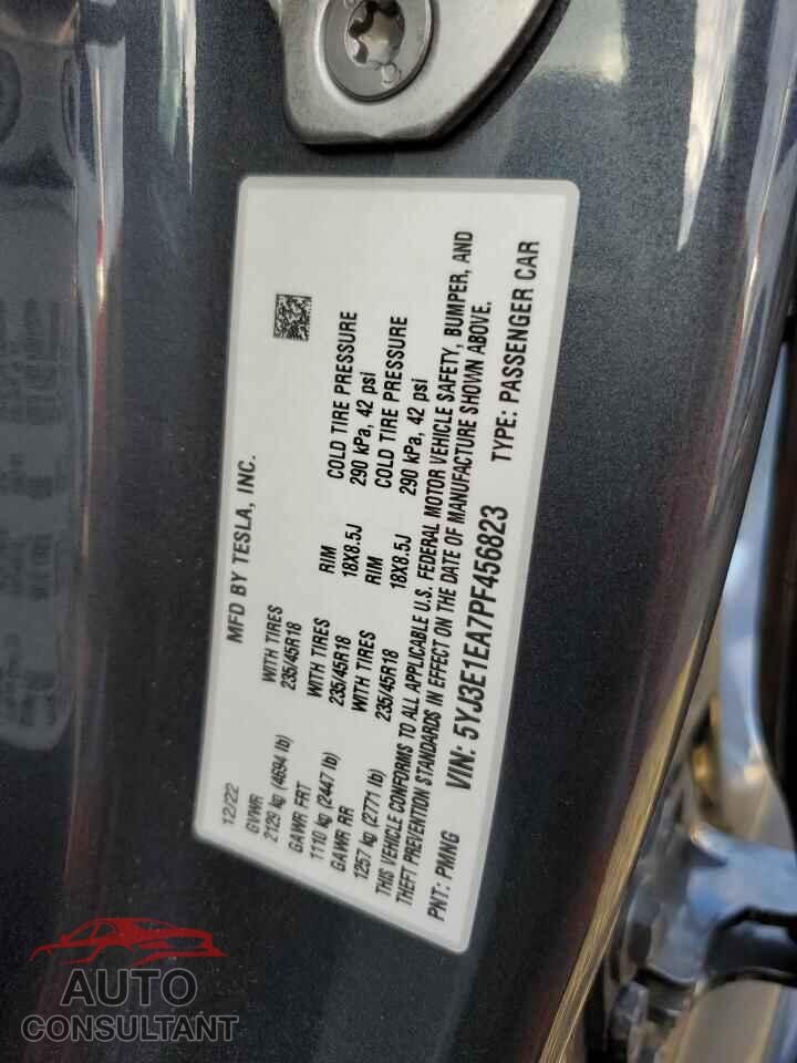 TESLA MODEL 3 2023 - 5YJ3E1EA7PF456823