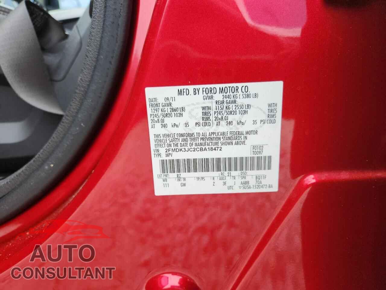 FORD EDGE 2012 - 2FMDK3JC2CBA18472