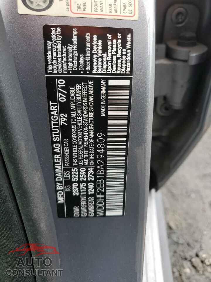 MERCEDES-BENZ E-CLASS 2011 - WDDHF2EB1BA294809