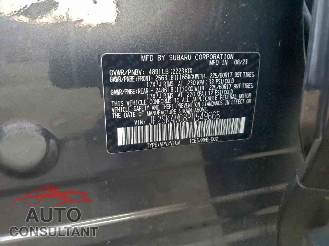 SUBARU FORESTER 2023 - JF2SKAMC8PH549665