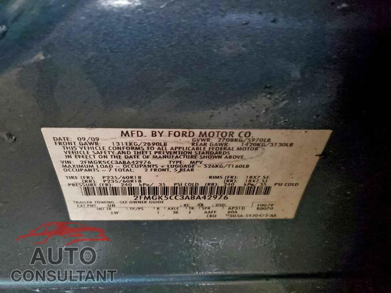 FORD FLEX 2010 - 2FMGK5CC3ABA42976