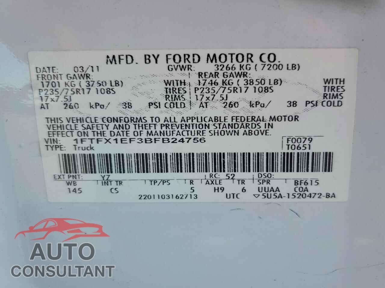 FORD F-150 2011 - 1FTFX1EF3BFB24756