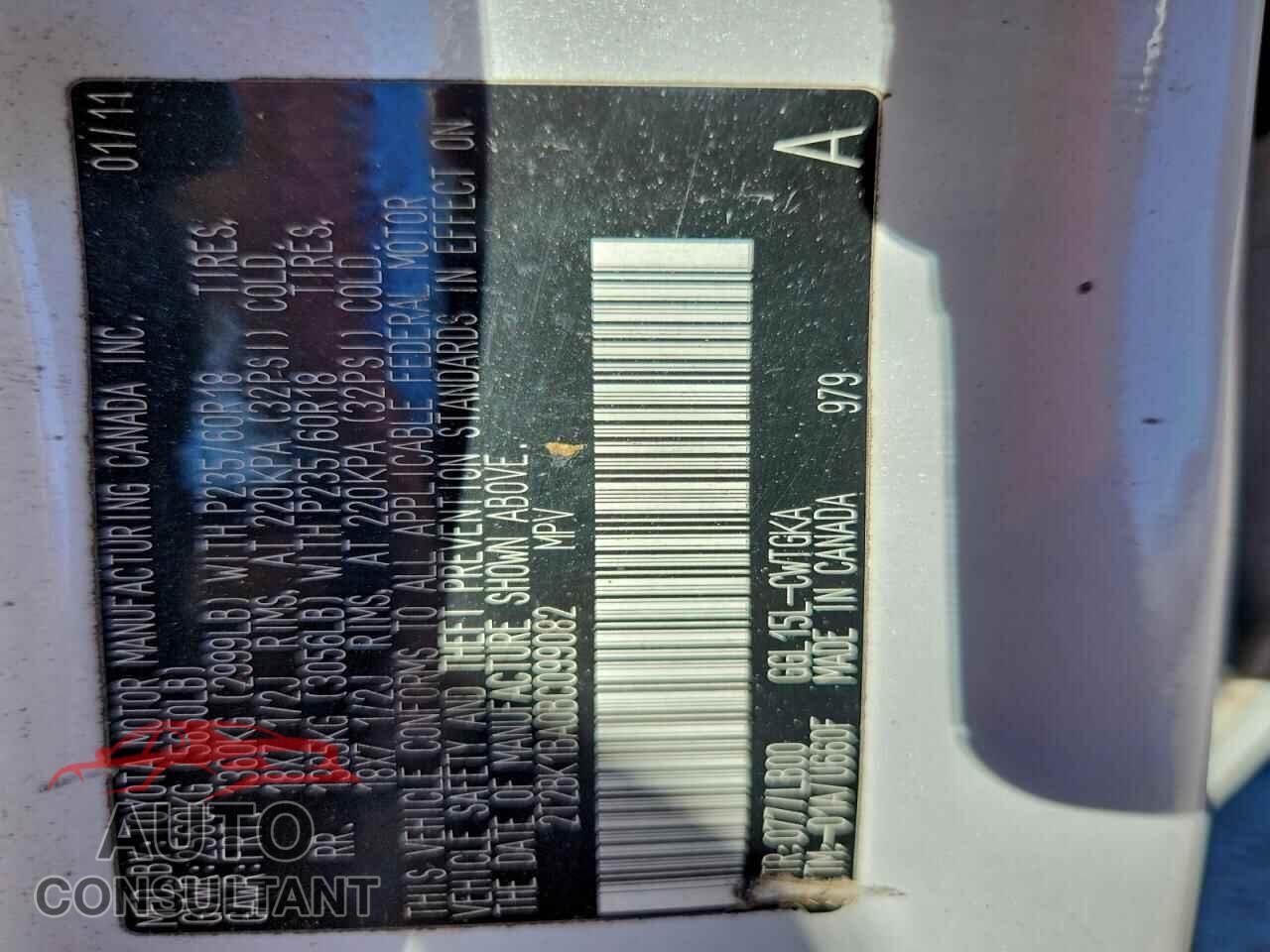 LEXUS RX350 2011 - 2T2BK1BA0BC099082