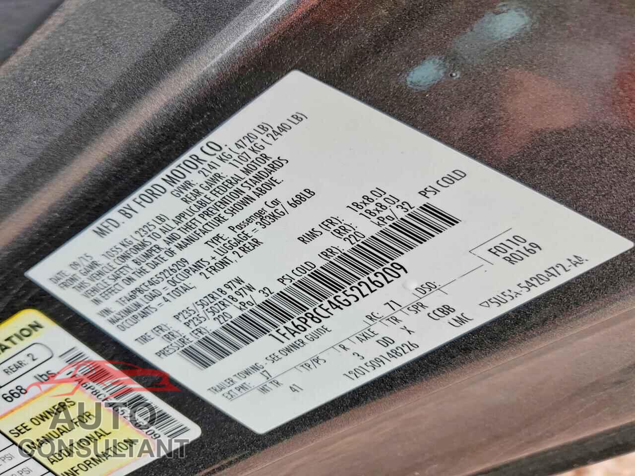 FORD MUSTANG 2016 - 1FA6P8CF4G5226209