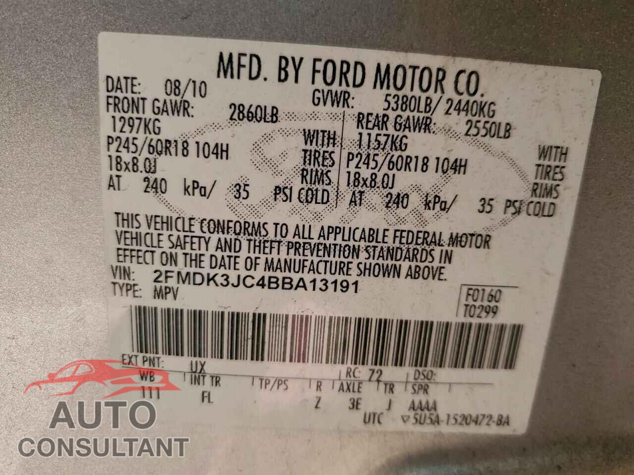 FORD EDGE 2011 - 2FMDK3JC4BBA13191