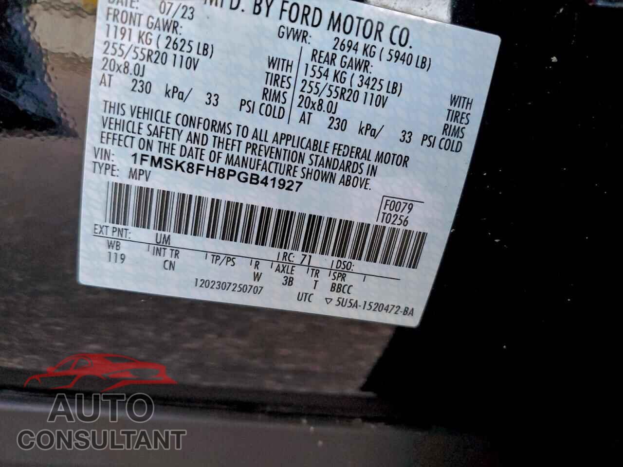 FORD EXPLORER 2023 - 1FMSK8FH8PGB41927