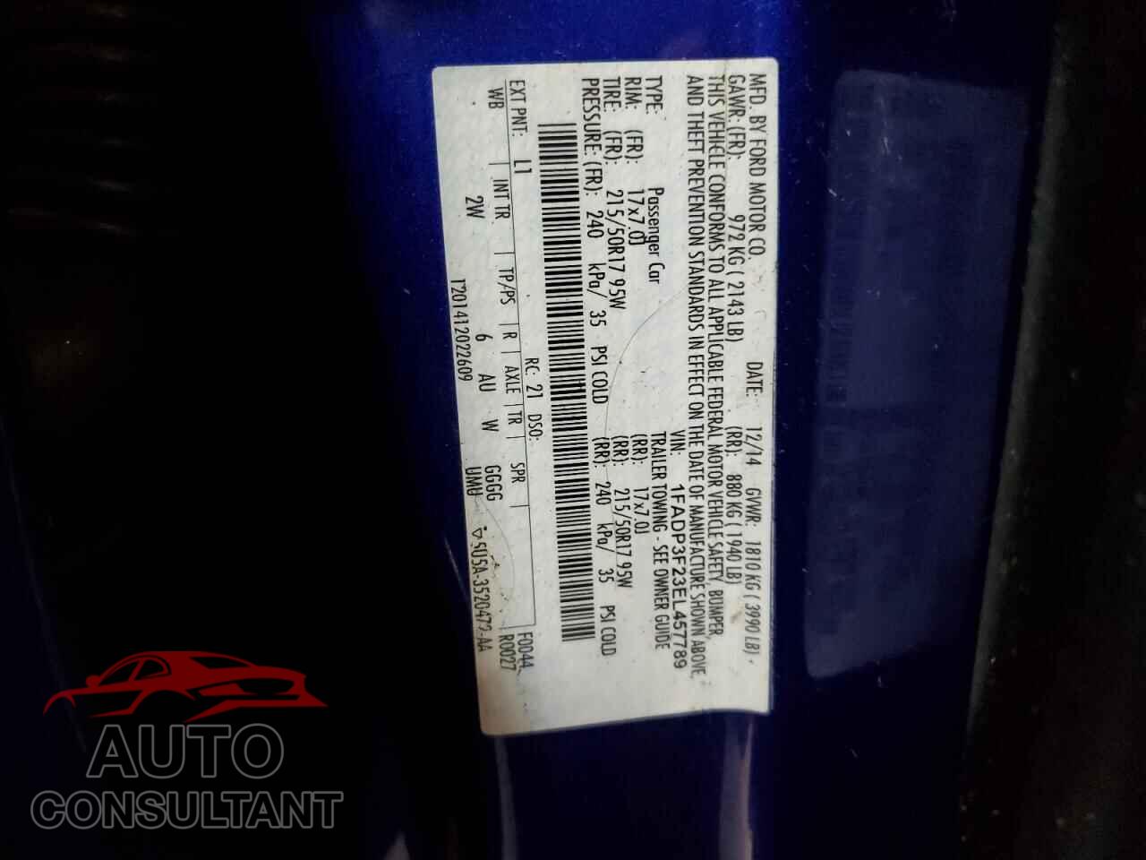 FORD FOCUS 2014 - 1FADP3F23EL457789