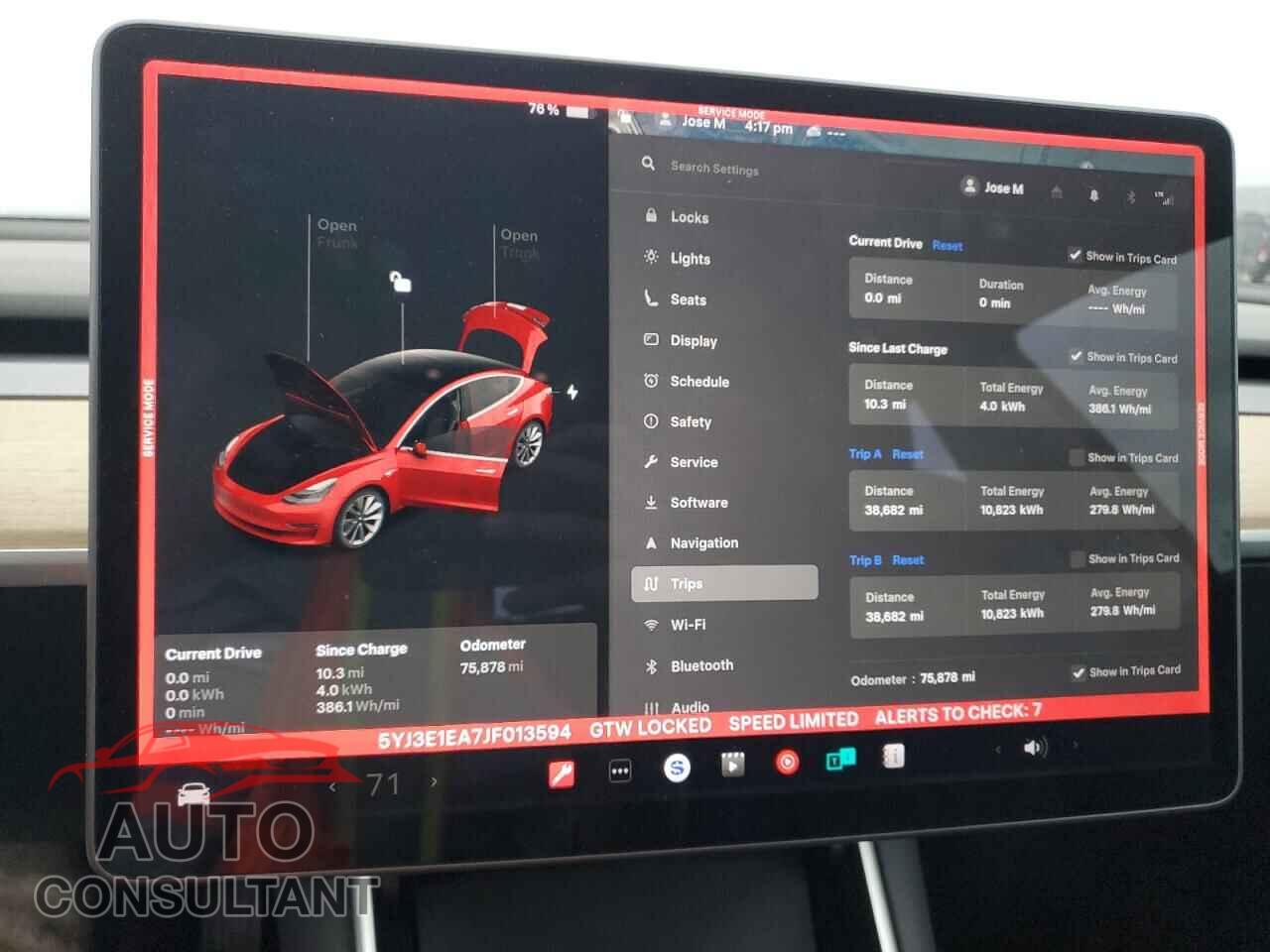 TESLA MODEL 3 2018 - 5YJ3E1EA7JF013594