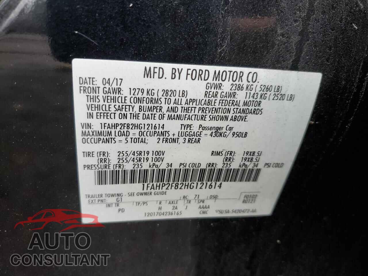 FORD TAURUS 2017 - 1FAHP2F82HG121614