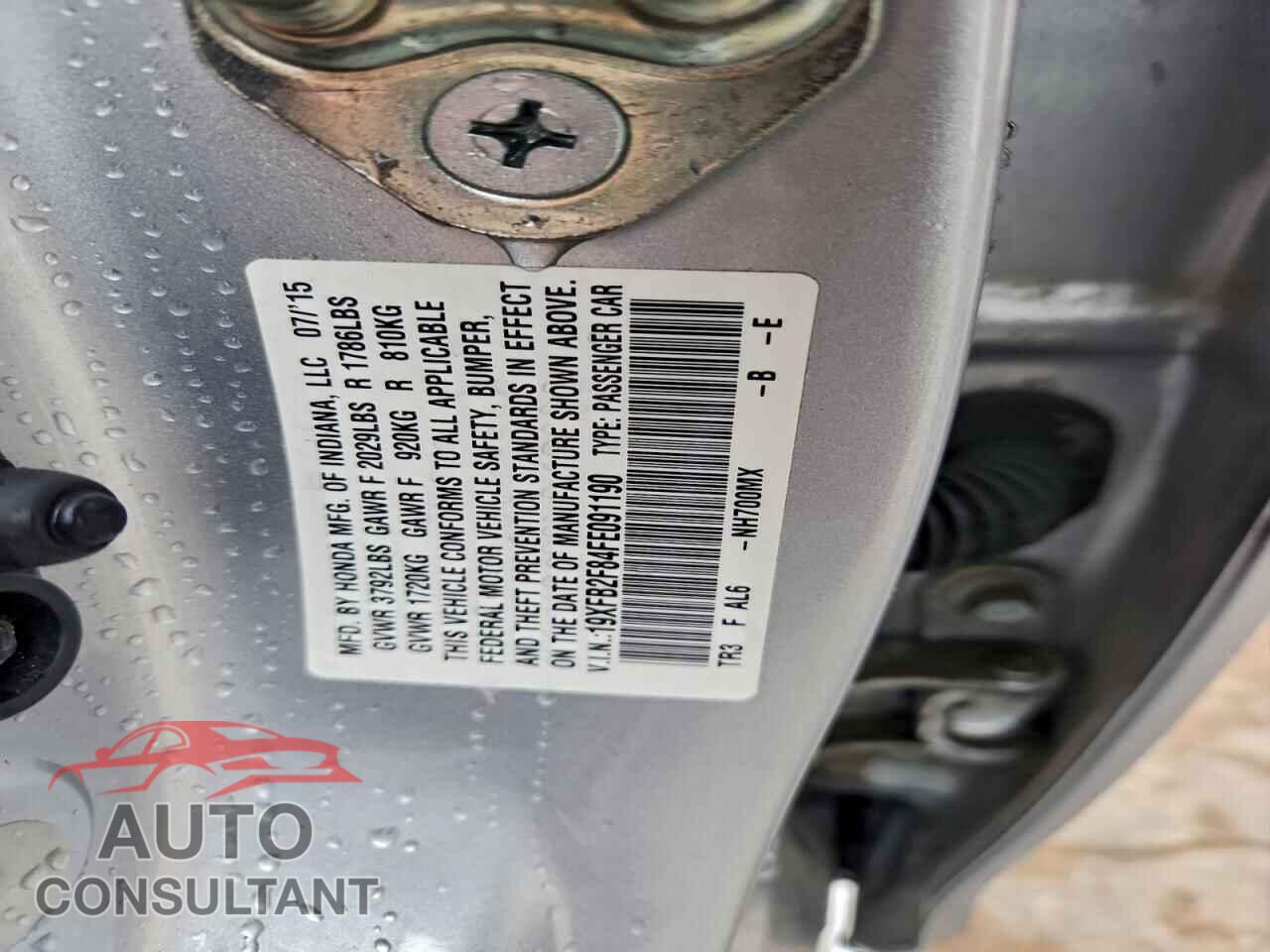 HONDA CIVIC 2015 - 19XFB2F84FE091190