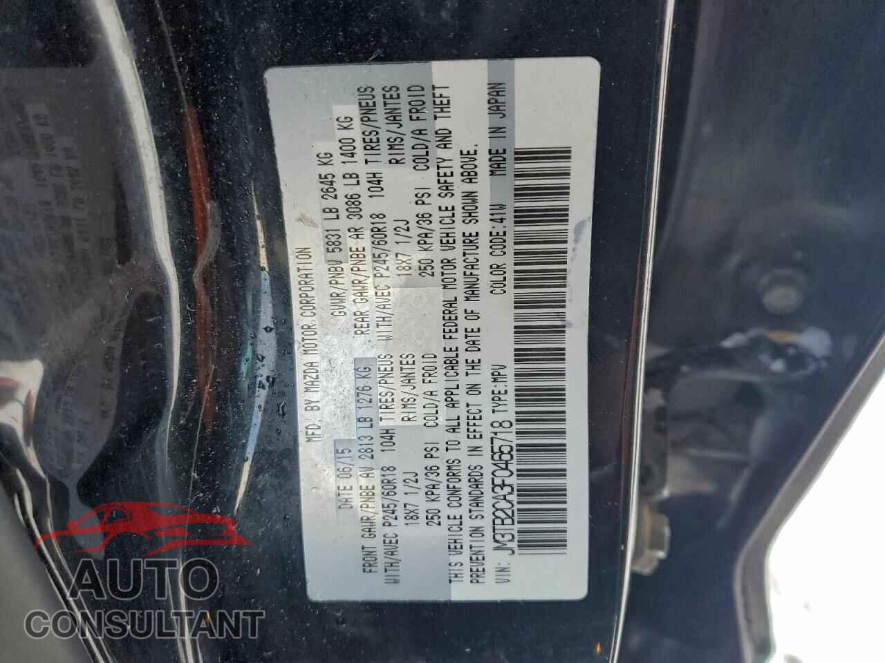 MAZDA CX-9 2015 - JM3TB2CA3F0465718