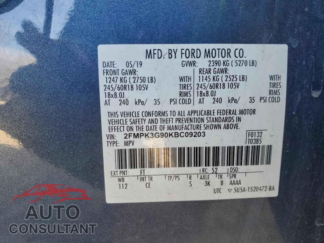 FORD EDGE 2019 - 2FMPK3G90KBC09203