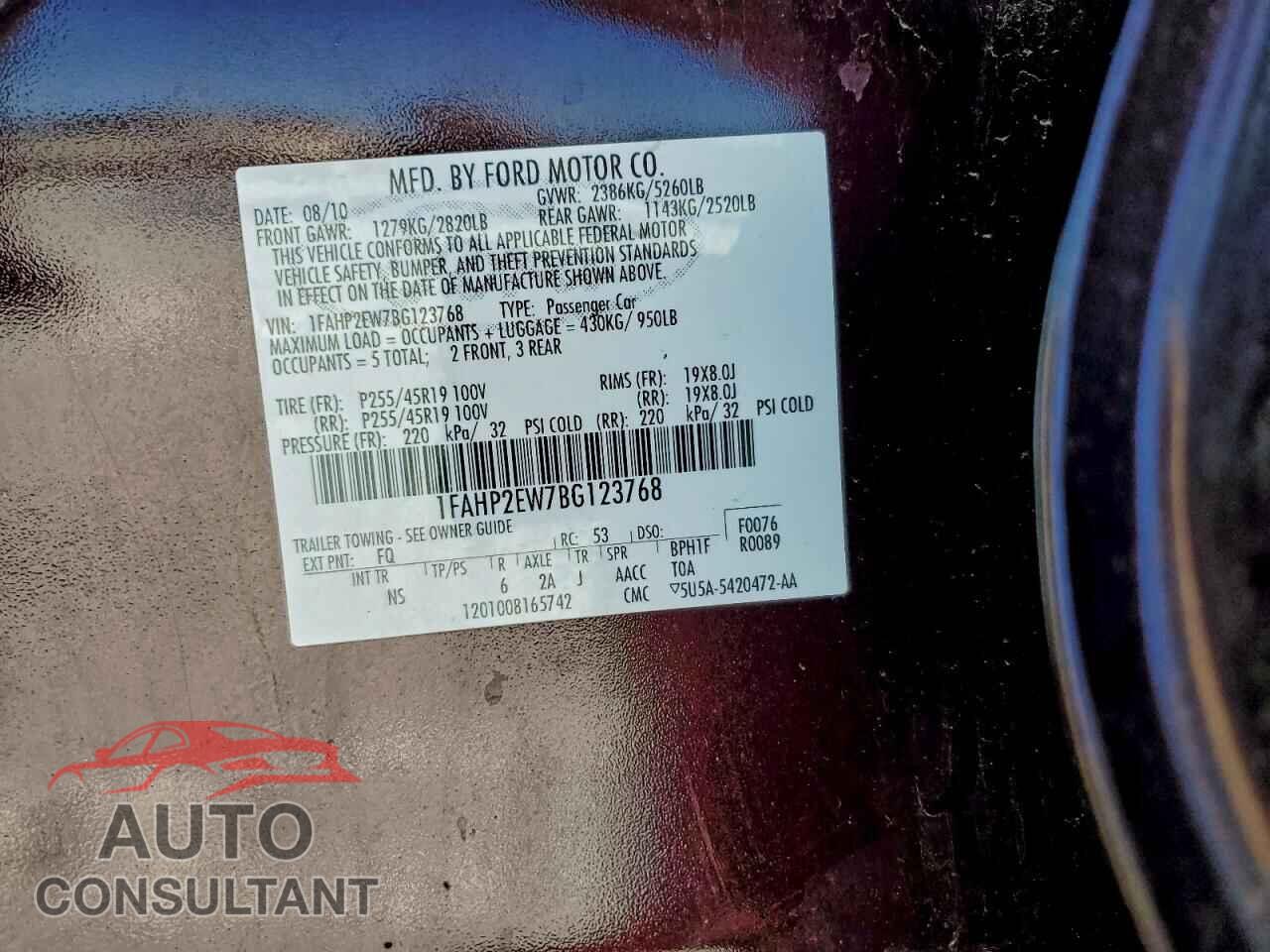 FORD TAURUS 2011 - 1FAHP2EW7BG123768