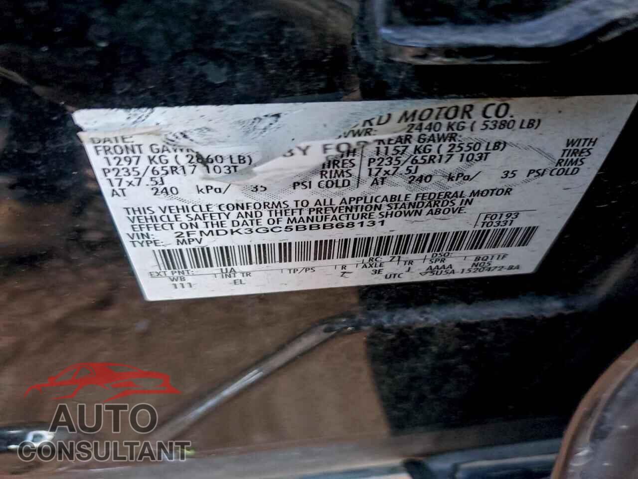 FORD EDGE 2011 - 2FMDK3GC5BBB68131